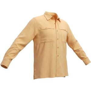 JL Powell Mens Peach Linen Bamboo Blend Long Sleeve Safari Utility Shirt M